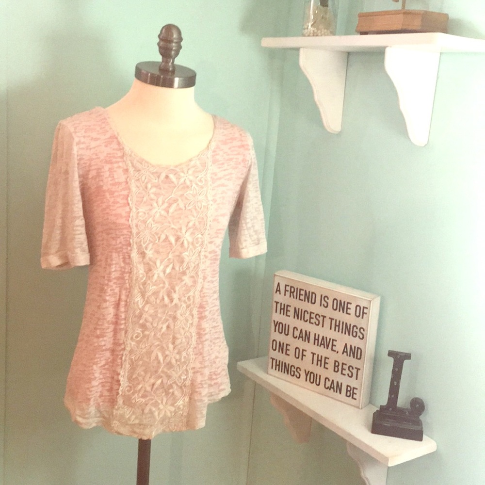 Cream BKE lace shirt
